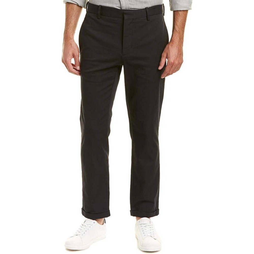 Vince Mens Black Cotton Wool Tapered Chino Pants 38 Italy Crop Trouser Minimal